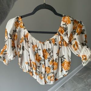 Floral Off The Shoulder Crop Top